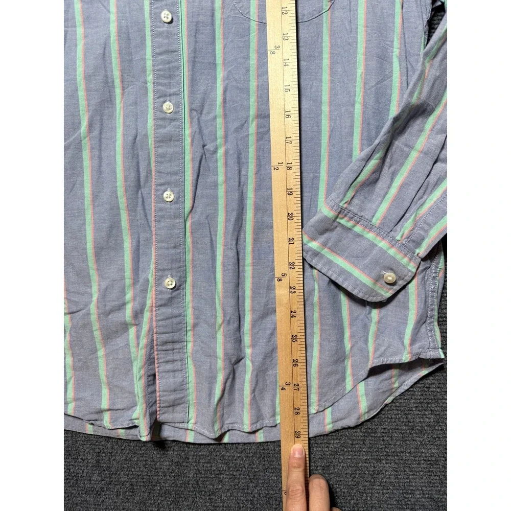 J.Crew Button Down Shirt Mens XL Blue Excellent Broken-In Oxford Striped Classic